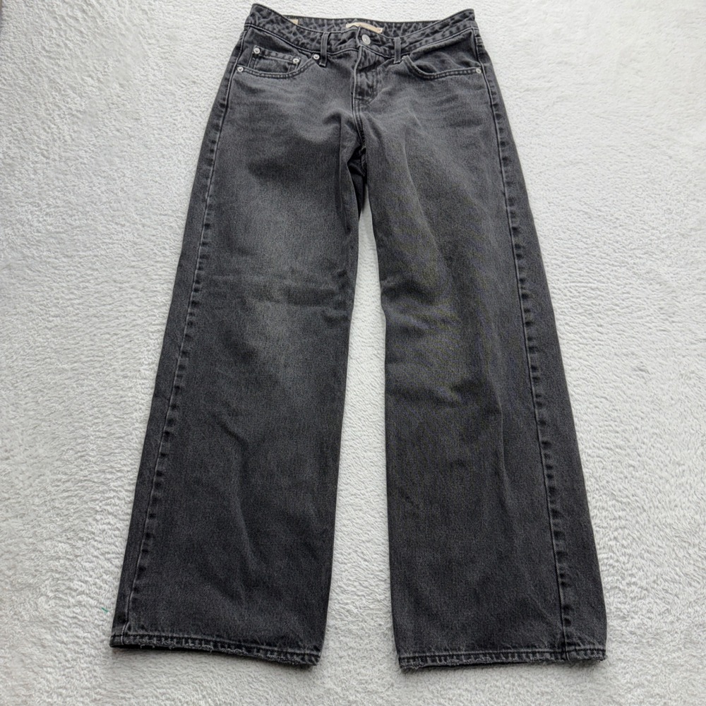 Levis Premium Low Loose Jeans Womens 28 Washed Black Wide Leg Relaxed A5566-0000